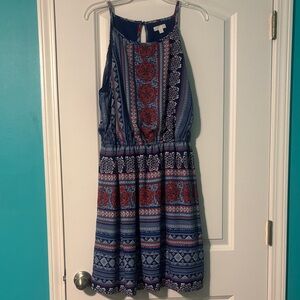 Charming Charlie Blue and Red Mini Dress